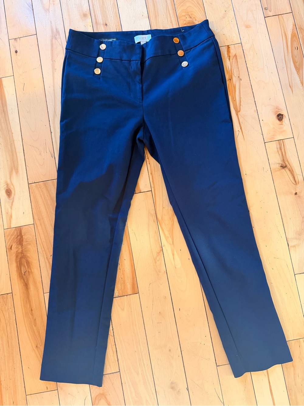 LOFT Navy Men's Dress Pants with Gold Button Accents